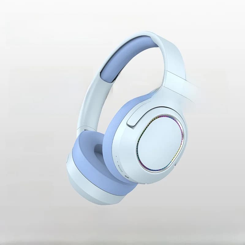سماعات بلوتوث لاسلكية فوق الأذن مع أضواء LED وراديو FM