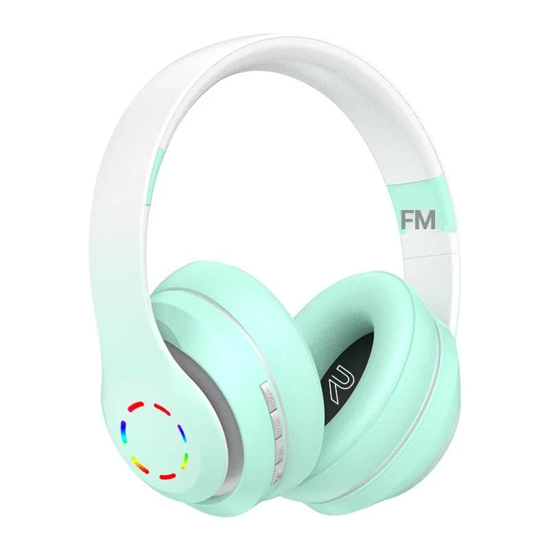 سماعات رأس لاسلكية فوق الأذن مع إضاءة LED وراديو FM